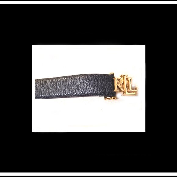 New Rare Unique RLL Ralph Lauren Top Grade High Grain Black Genuine Leather Belt - Picture 9 of 10